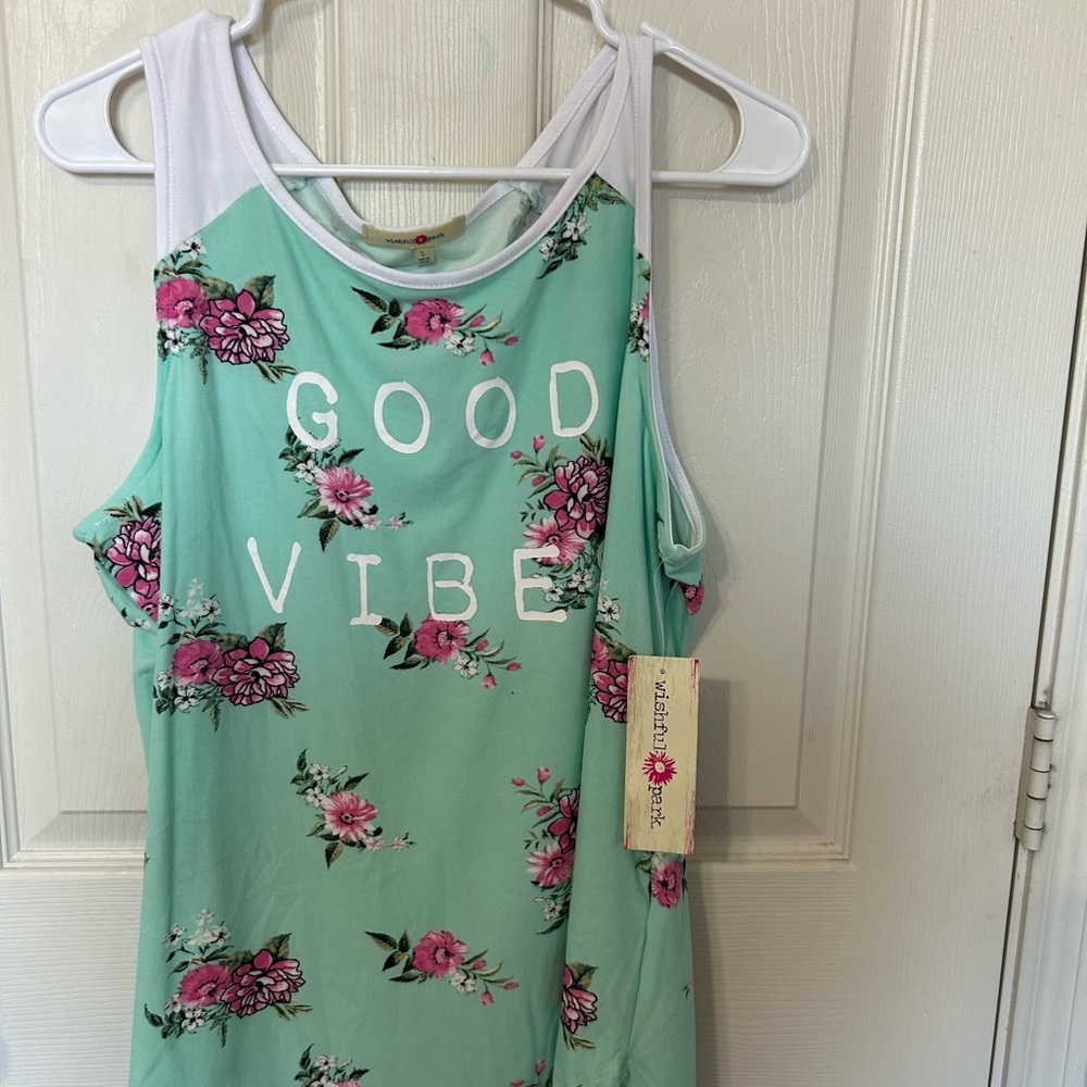 Wishful Park Aqua Floral Tank Top